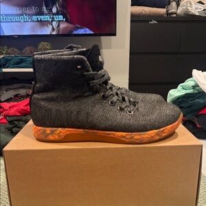No bull Black High-Top Sneakers with Orange Soles